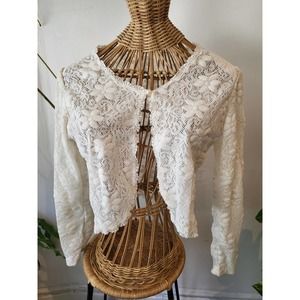 Vintage Petite White Lace Cape Sweater